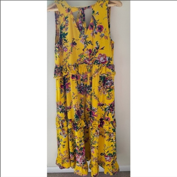 Yellow Floral ruffle maxi dress Gigio Yellow Maxi Dress - Picture 8 of 8